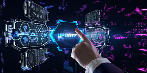 business, technology, internet and network concept. update software computer program upgrade.