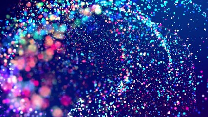 Wall Mural - fantastic festive abstract background of glitter magic multicolor particles fly or float in viscous 