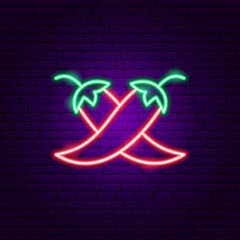 Wall Mural - Two Chili Peppers Neon Sign