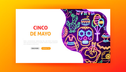 Wall Mural - Cinco de Mayo Neon Landing Page