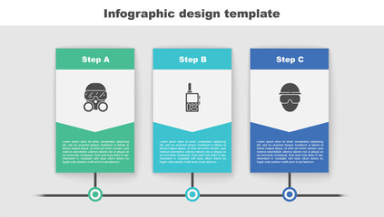 Wall Mural - Set Gas mask, Walkie talkie and Special forces soldier. Business infographic template. Vector