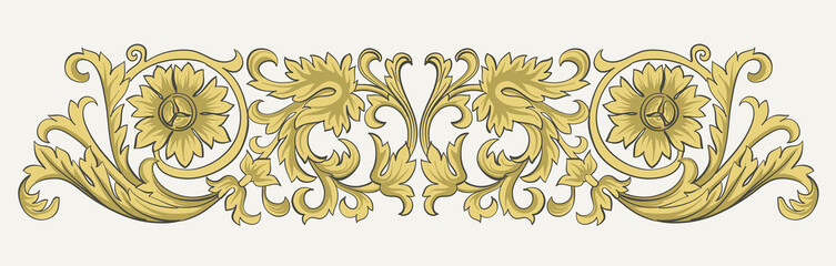 Wall Mural - Vintage design elements of golden swirls. Vector print. Classic decorative element.