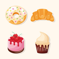 Canvas Print - four sweet pastry products