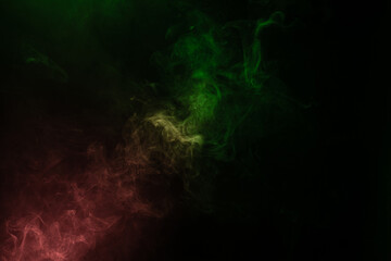 Green and pink steam on a black background.