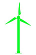 Zielona Turbina wiatrowa generator elektryczności na białym tle.