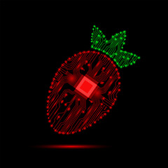 Wall Mural - Strawberry. Strawberries. Strawberry outline. Strawberry neon. Strawberry vector