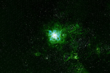 a beautiful, bright green nebula. elements of this image were furnished by nasa.
