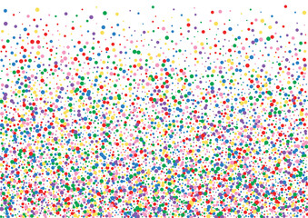 Blue Dot Dust Illustration. Round Colorful Texture. Multicolored Polka Confetti. Yellow Happy Circle Background.