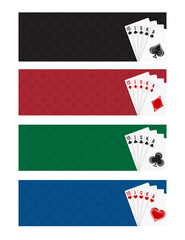 Wall Mural - Poker and Casino Playing Cards. Set Royal straight flush playing cards set on cloth background.