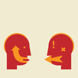 listening and understanding an angry person, illustration