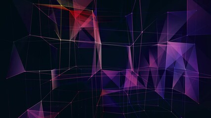 Wall Mural - Abstract 3D technology background. Moving dots and lines. Network connection information structure. 4K video. 