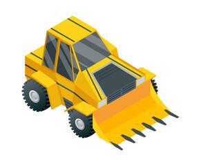 Wall Mural - Construction machinery isometric. Heavy transportation. Icon representing heavy mining and road industry. Career and construction transport