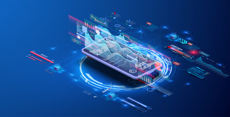 Leinwandbilder - Modern flat design isometric concept of Data Analysis for website and mobile website. Data analytics trends and financial strategy for company marketing solutions or financial performance. Vector