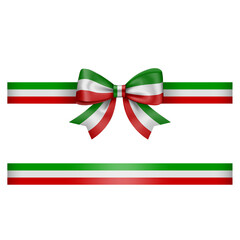 Wall Mural - tricolor bow and ribbon green white and red  bow with ribbon italian or mexican flag colors