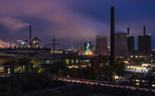 View Over An Industrial Area At Night