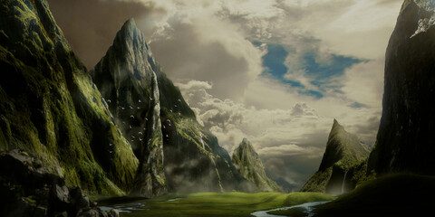 Matte Painting Green Landscape