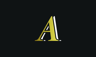 Sticker - AA simple letter logo design with isolated black background