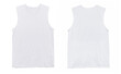 Blank muscle jersey tank top color white front and back view on white background
