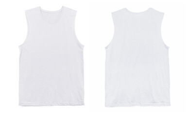 Wall Mural - blank muscle jersey tank top color white front and back view on white background