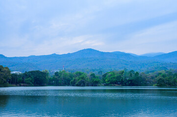 Poster - Ang Kaew Reservoir in Chiangmai Province at Evening