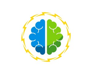 Sticker - Circular electrical lightning with brain inside