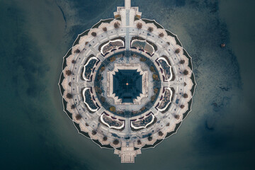 Wall Mural - Aerial view of Chongyuan Temple, located along Yangcheng Lake at Suzhou Industrial Park, Suzhou, China