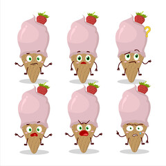 Poster - Cartoon character of ice cream strawberry with what expression