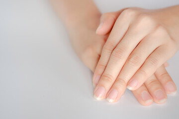 close-up fingernail of women, concept of health care of the fingernail.