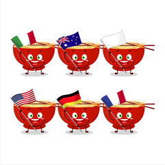 Sticker - Bowl of noodles new cartoon character bring the flags of various countries