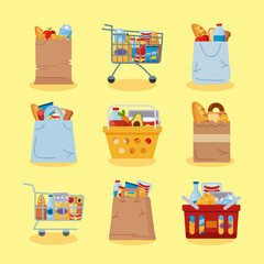 Wall Mural - nine grocery shopping icons