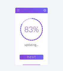 Poster - progress screen, updating, mobile app interface, ui vector template