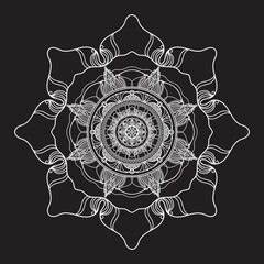 Wall Mural - abstract mandala graphic design decorative elements isolated on black color background for ancient g