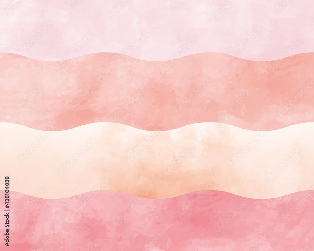ピンク色の水彩風の背景イラスト 波線 オレンジ 赤 かわいい テクスチャ 質感 素材 Pejzaz Plakaty Ecowall24 Pl