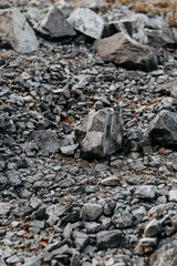 Wall Mural - Mining process. Rocks for mining. Big gray limestone.