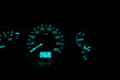 © AREE - Speedometer dial with blue numbers and the black background represents the speed of the car. Engine speed The level of heat and the amount of fuel.