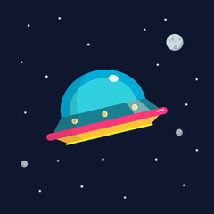 Wall Mural - ufo spaceship flat design