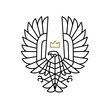 condor bird of prey king crown monoline logo vector icon illustration
