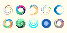 Set Of Abstract Swirl And Spiral Colorful Icons Logo Design Elements, Symbols And Signs
