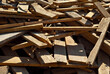 Texture of construction debris. Debris from wood, debris and dust after construction. Wood chips on the floor.