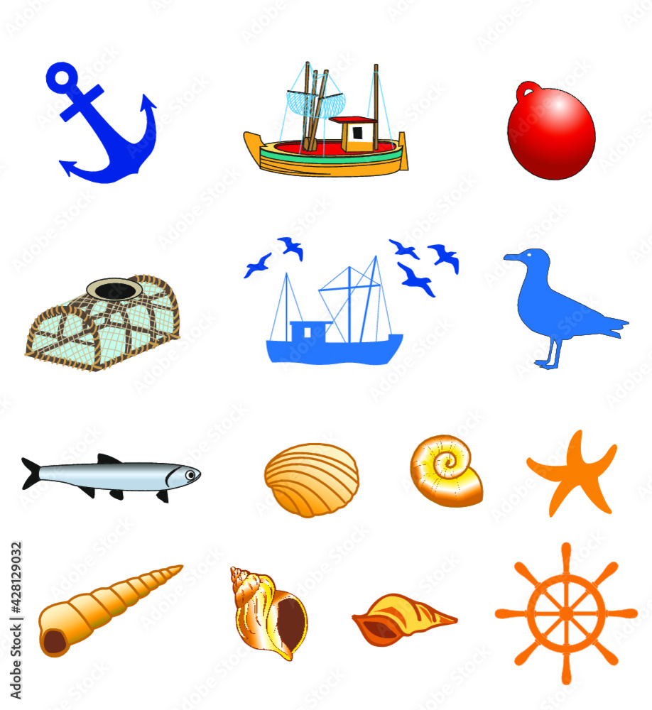 symboles mer Stock Vector | Adobe Stock