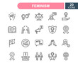 © Toxa2x2 - Feminism line icons set. Empowerment Girl, Gender Equality, Rights of Women, Girl Power, Sex Discrimination, Me Too, Protest line icons. Feminism outline concept. Editable stroke. Vector illustration