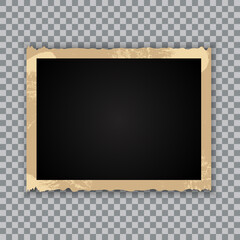 Wall Mural - vintage photo frame on transparent background. retro old paper picture photo frame template for nost