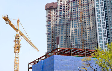 construction site with crane