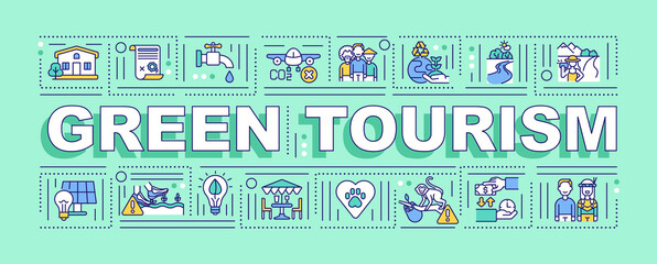 Wall Mural - green tourism word concepts banner. activity focused on participating in rural lifestyle. infographi