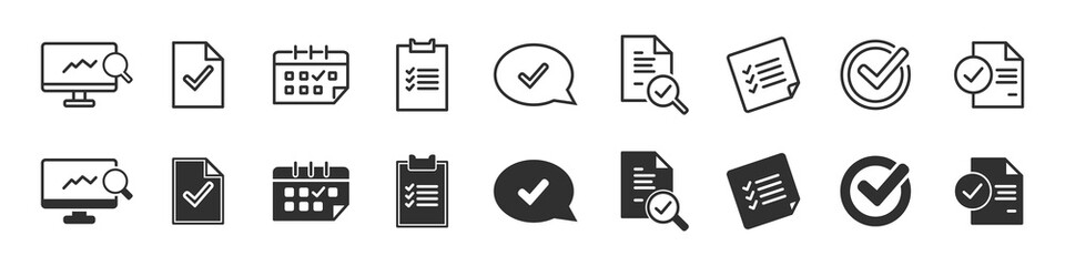 Fototapete - Check and audit icons collection in two different styles