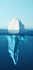 Wall Mural - iceberg - hidden danger and global warming concept. iceberg floating in the ocean with visible under
