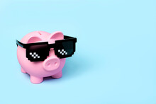 Pink Piggy Money Bank With Black Sunglasses