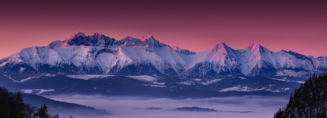 Fototapeta góra tatry zimą wschody 