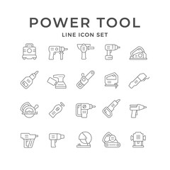 Wall Mural - Set line icons of power tool