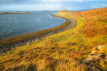 Wall Mural - Vibrant and colourful, seascape and landscape coastal shoreline at Coral Beach on the North Atlantic coast of the Isle of Skye, Scottish Isles, Scotland.